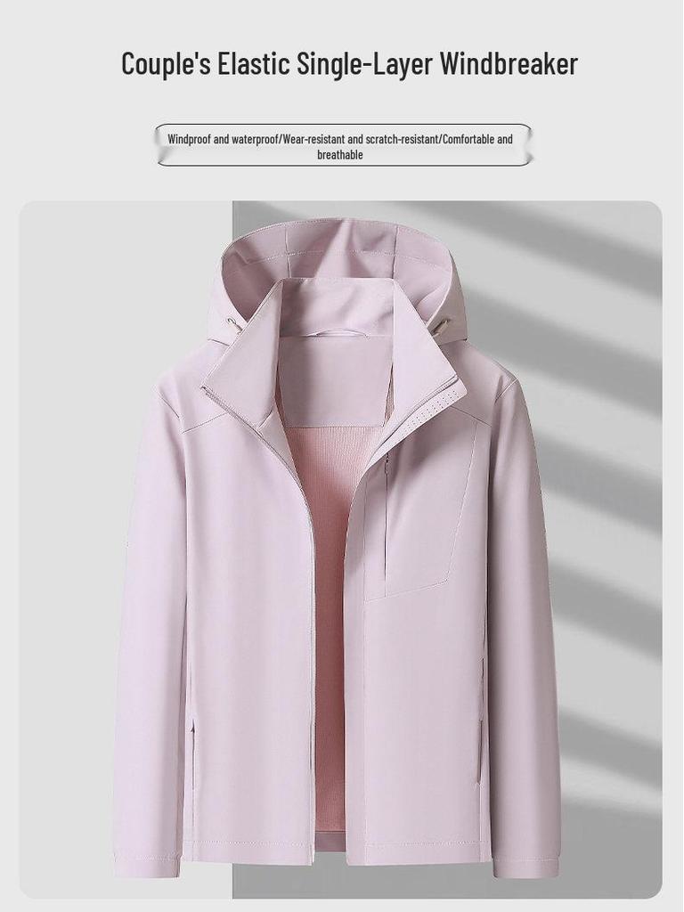 Unisex Trendy Thin Hooded Cropped Jacket for Spring/Autumn - Versatile Outdoor Couple Style