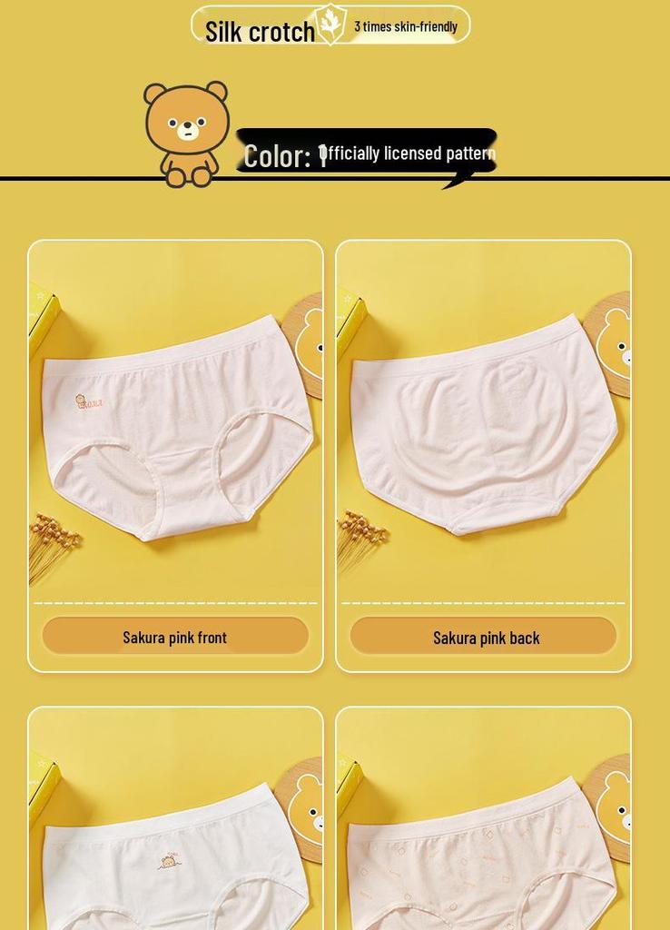 Seamless Girls' Cotton Silk Underwear: Breathable, Antibacterial, Printed Triangle Panties