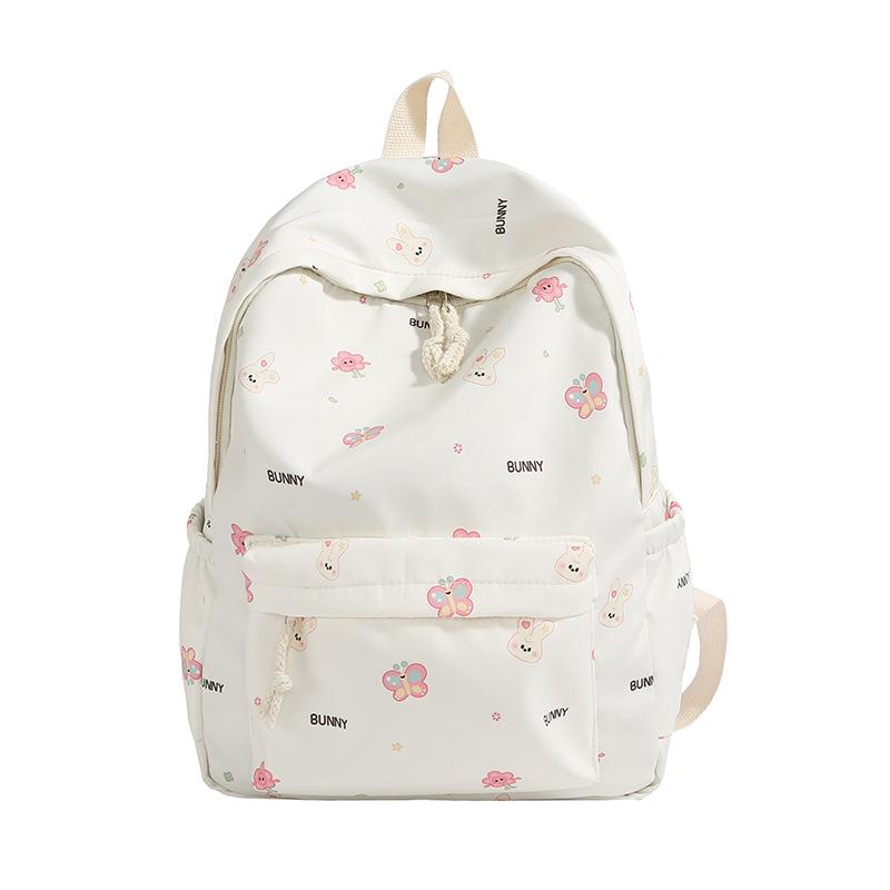 Schoolbag Japanese Simple Printed Schoolbag Female Large Capacity Cute Versatile Backpack Student High Value Class Commuter Backpack