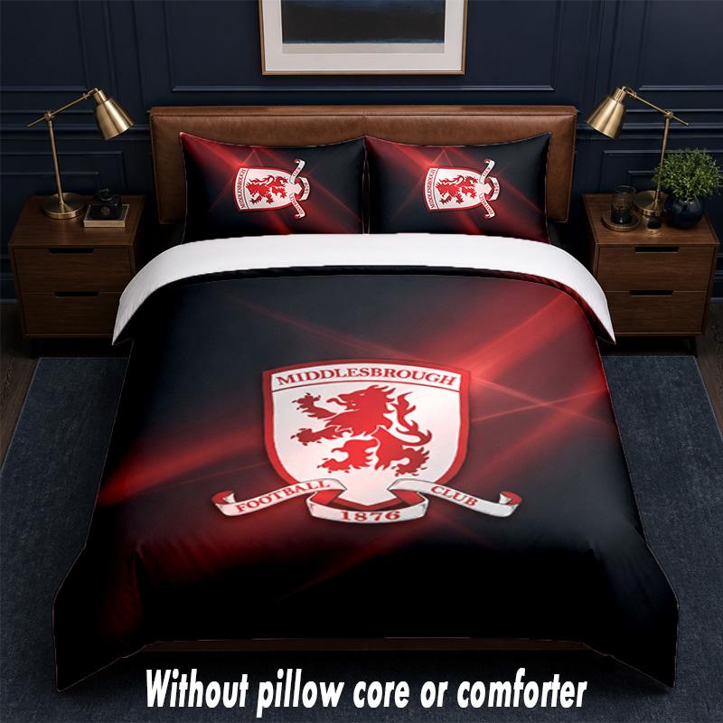 Juego de Ropa de Cama con Diseño del Middlesbrough FC 1 Funda Nórdica + 2 Fundas de Almohada Suave Transpirable Ropa de Cama para el Hogar