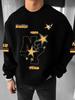Der Herren-Kapuzenpullover mit Rundhalsausschnitt für Frühling und Herbst zeichnet sich durch einen lässigen und bequemen 3D-Sternenaufdruck auf der Straße aus.