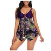 Plus Size Two Piece Swimsuit Women Tankini Set Adjustable Straps Ruched Front with Skirted Bottom Swimwear for Beach Pool