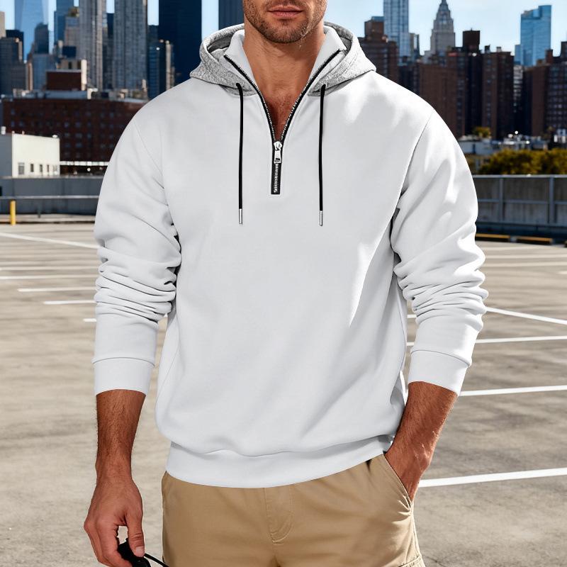 

Men s Heavyweight Fleece Stand Collar Zipper Hoodie - American Style, Loose Fit, Casual Long Sleeve Luxury. L білий