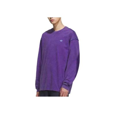 Originals Serie Trefoil Comodo Elegante Semplice Manica Lunga Traspirante Girocollo Maglietta Larga Top Unisex Viola KC1432