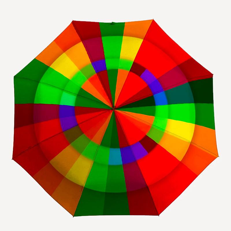 1pc Color Wheel Automatic Opening/Closing Umbrella with Operation & Windproof Canopy - Folding Design yy260311051