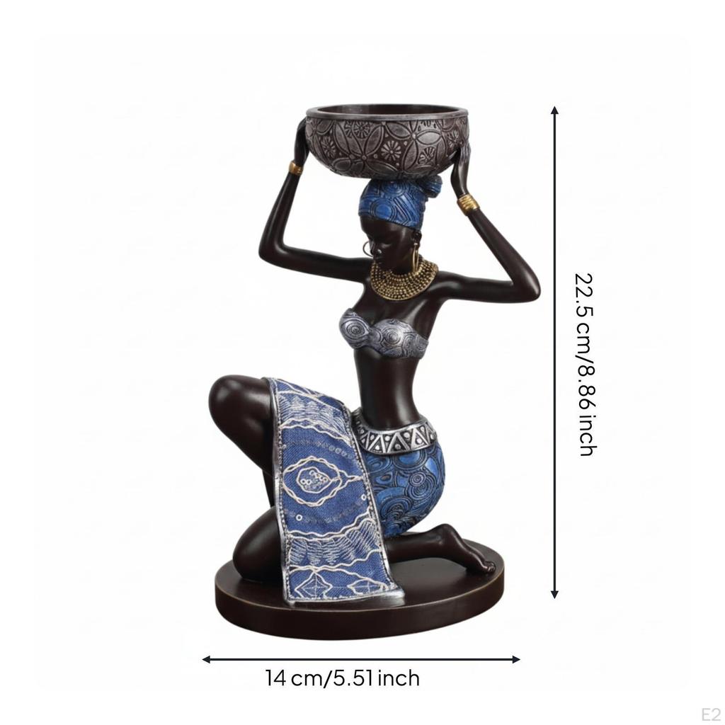 African Lady Figurine Candle Holder Afrocentric Woman EthnicInfluenced
