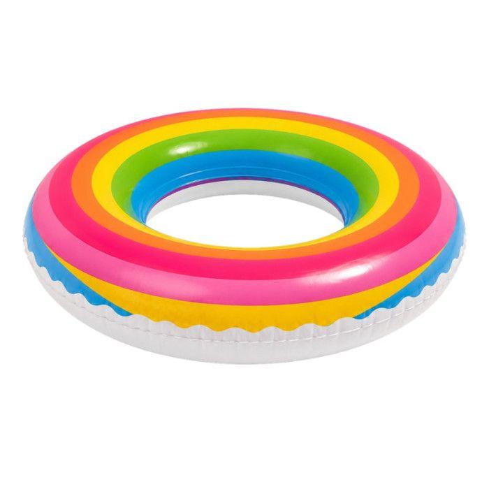 Lg-Expro Unisex Kids Bouée Ronde Arc En Ciel 80 Cm Gonflable Pour Piscine Et Plage – Matelas Flottant Fun Pour Été, Vacances Et Jeux D’eau