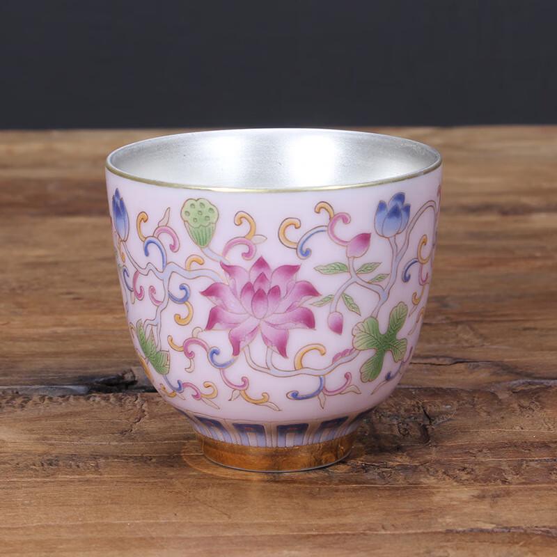 Chaxun Enamel Gilt Silver Rim Crystal Porcelain Tea Cup