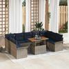 Garden Sofa Set with Cushions 10 Pcs Grey and Navy Blue