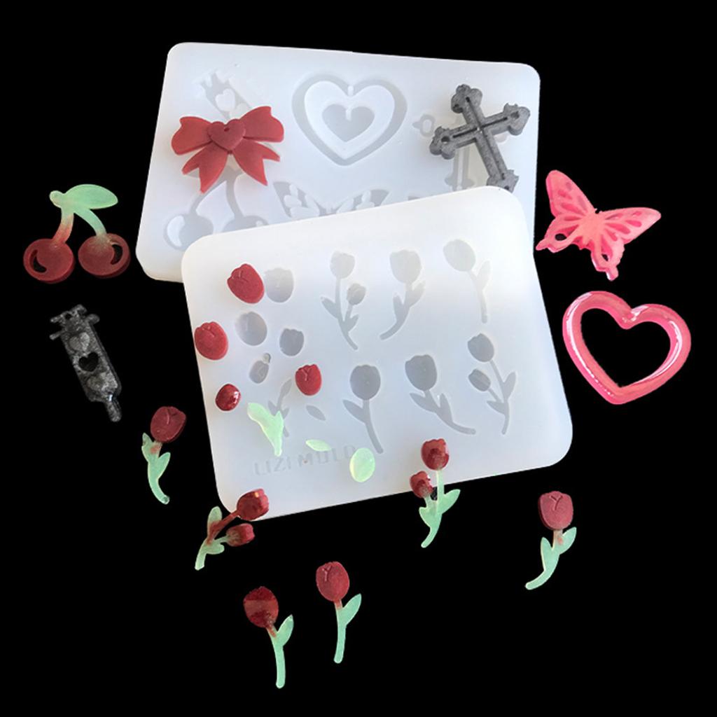 Bowknot Parts Quicksand Headdress Necklace Mold Resin Art Mold Necklace Silicone Mold Epoxy Resin Keychain Pendant Mold