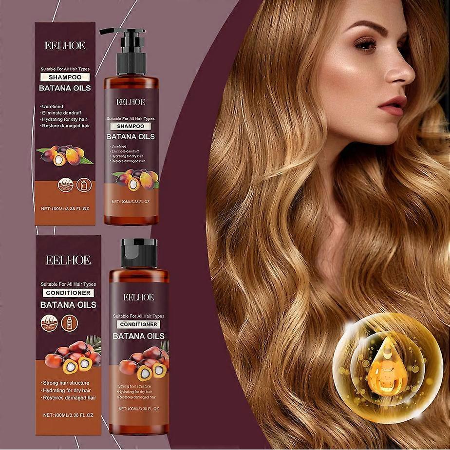 Batana Oil Shampoo Conditioner Set Oil Control Anti Dandruff Scalp Hair Treatment Split Ends Anti Frizz Hair Loss Hair Care Set
