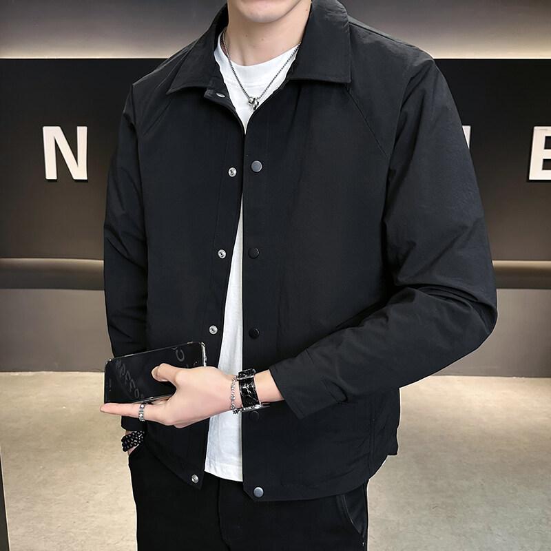 

Jacket Men S Spring New Loose Business Casual Cardigan Long Sleeve Top Short Simple Lapel Jacket 4XL (185-102.5 kg recommended) чёрный