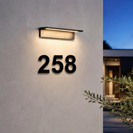 Decorative Address Numbers 3D House Number for Outside, Modern 0-9 Floating Numbers, Wall Mount Weather-proof Metal Sign Door, Mailbox,