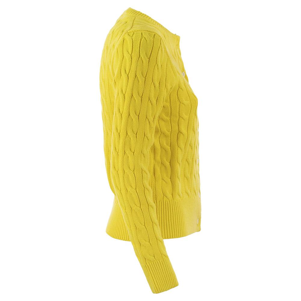 Polo Ralph Lauren Solid Color Single-Breasted Round Neck Long Sleeve Knit Sweater Women Sweater Yellow 211891643-011