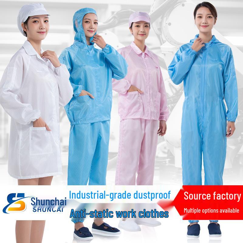 

Antistatic Hooded Lab Coat & Jumpsuit Dust-Free Work Suit Set S; Blue; Coat (No Shoes, Cap)