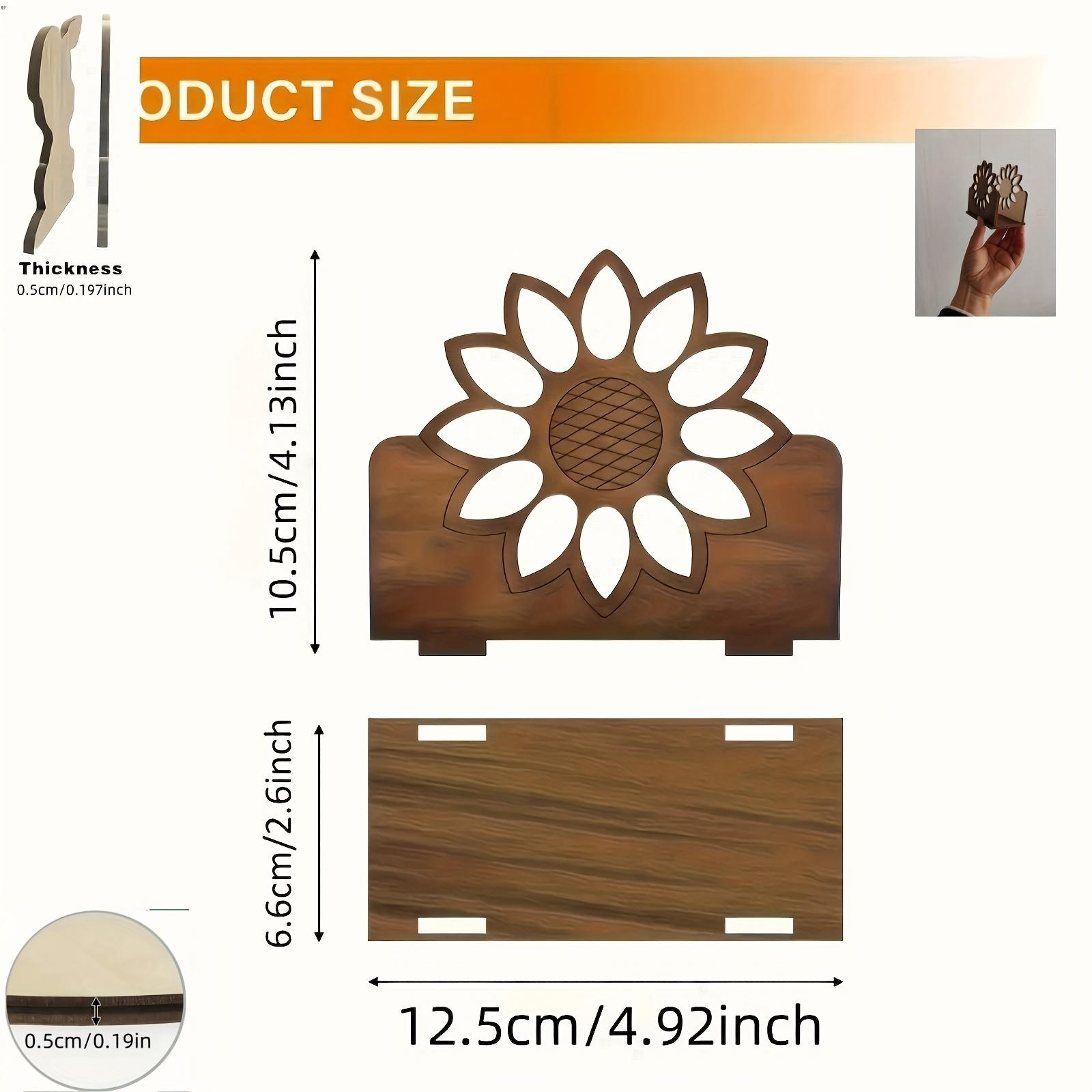 

1 шт. Деревянное украшение-подставка для салфеток в виде подсолнуха, декор для домашней столовой, декоративный акцент, декор в стиле кантри, держатель для салфеток, декоратор интерьера.