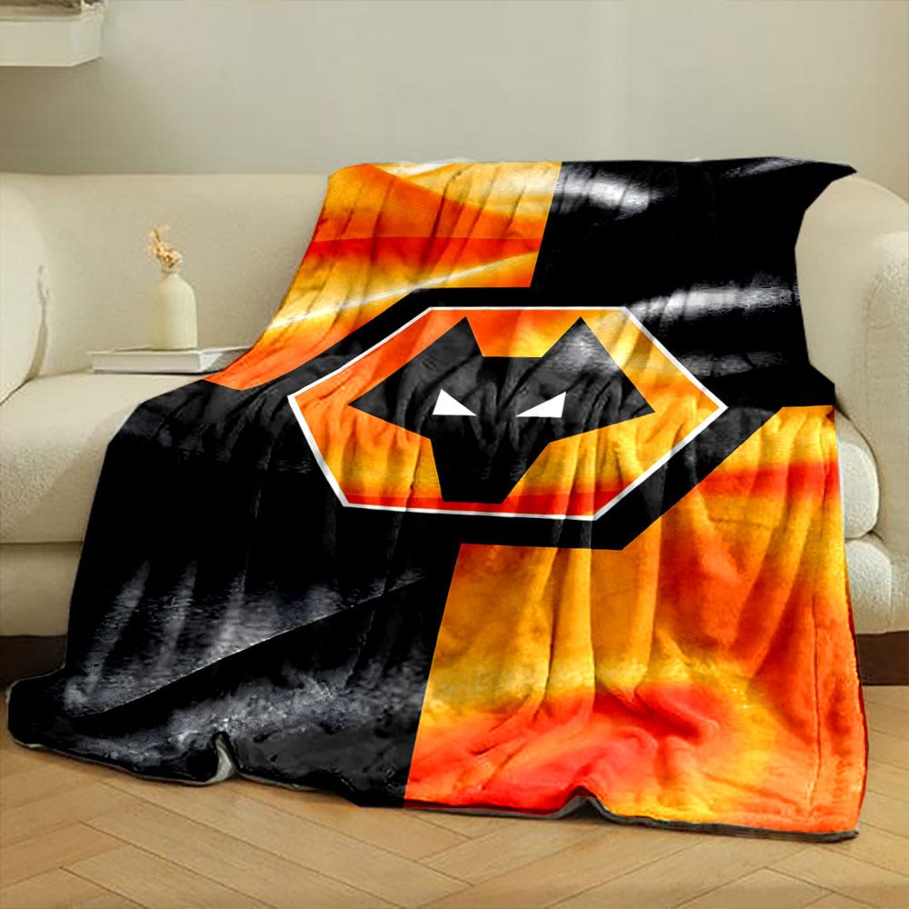 Wolf Badge on Orange and Black Design print blanket soft and cozy perfect for the living room bed sofa or a nap,gift