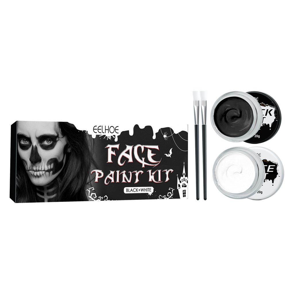 EELHOE Halloween pittura corporea bianca e nera pittura corporea trucco viso vampiro zombie teschio vernice