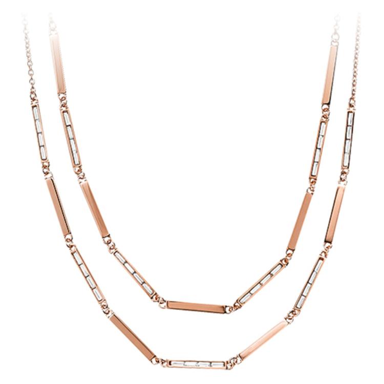 Emporio Armani Double Layer Design Necklace Women necklace Rose-Gold EG3451221 Shopping Bag,F,Rose Gold