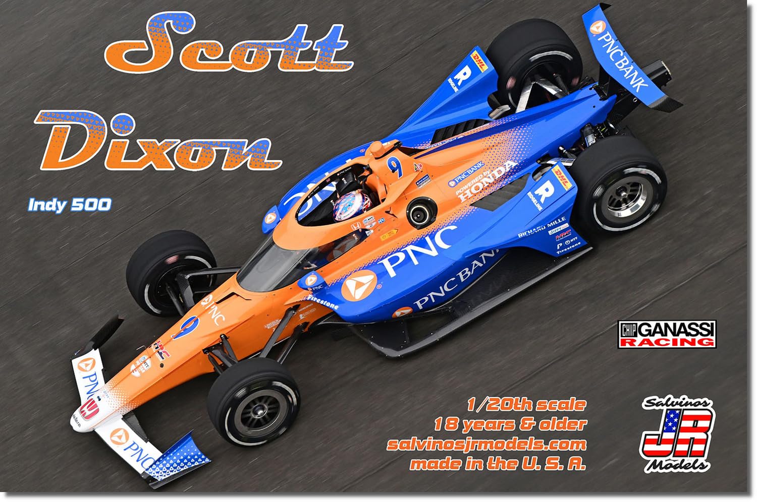 

Salvinos Models Масштаб Скотт Диксон Chip Ganassi Racing 2024 Инди 500 Пластиковая Модель Автомобиля HMC2023CED Jr. 1/20 (Машина)