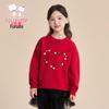 Girls' Heart-Patterned Pullover Knit Sweater
