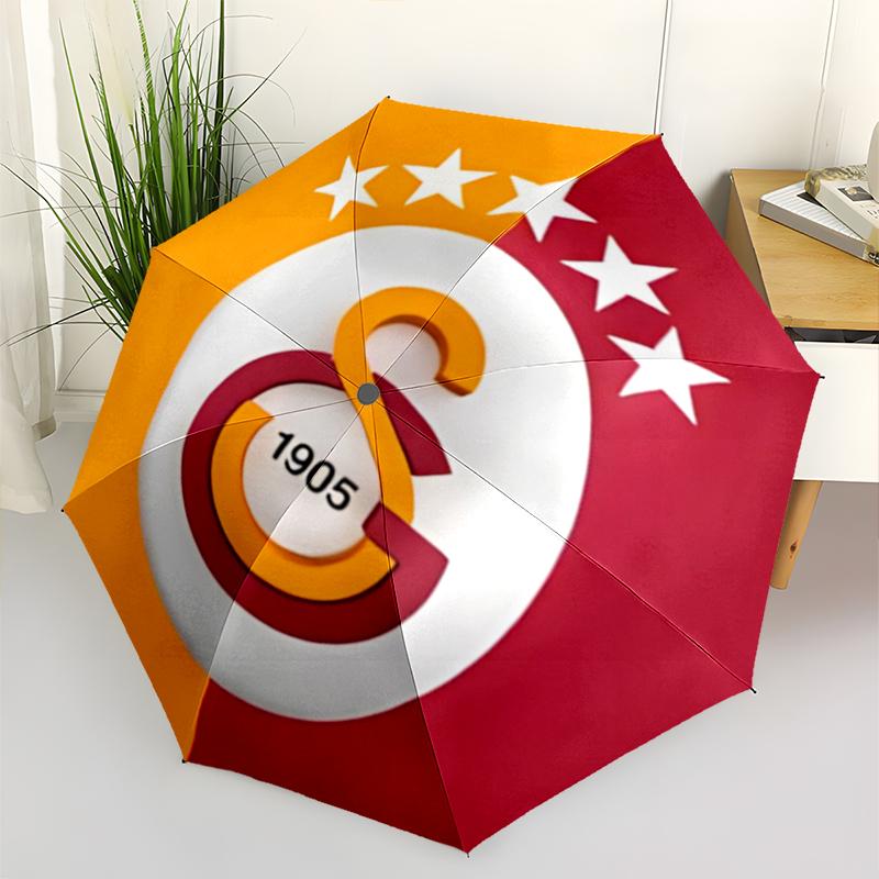 Galatasaray Fashionable Automatic Opening/Closing Folding Umbrella. Portable and Foldable, Ideal for Gift, Travel, and Daily Use.