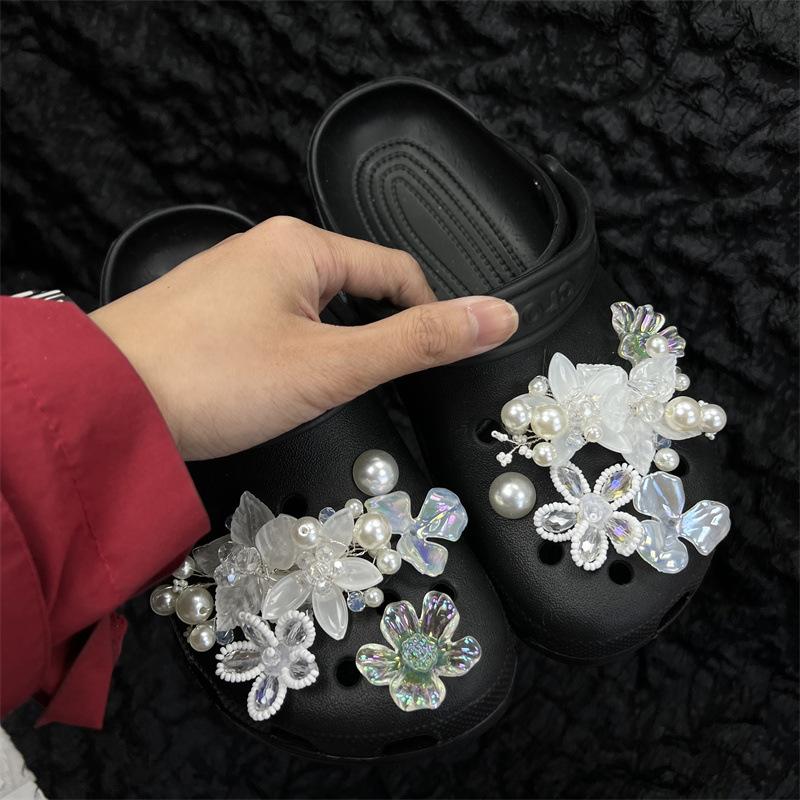 Cave Shoe Accessories, DIY Shoe Buckles, Shoe Flowers, Pearl Rhinestones, Silver Decorations, Shoe Accessories, Women, Shoe Accessories