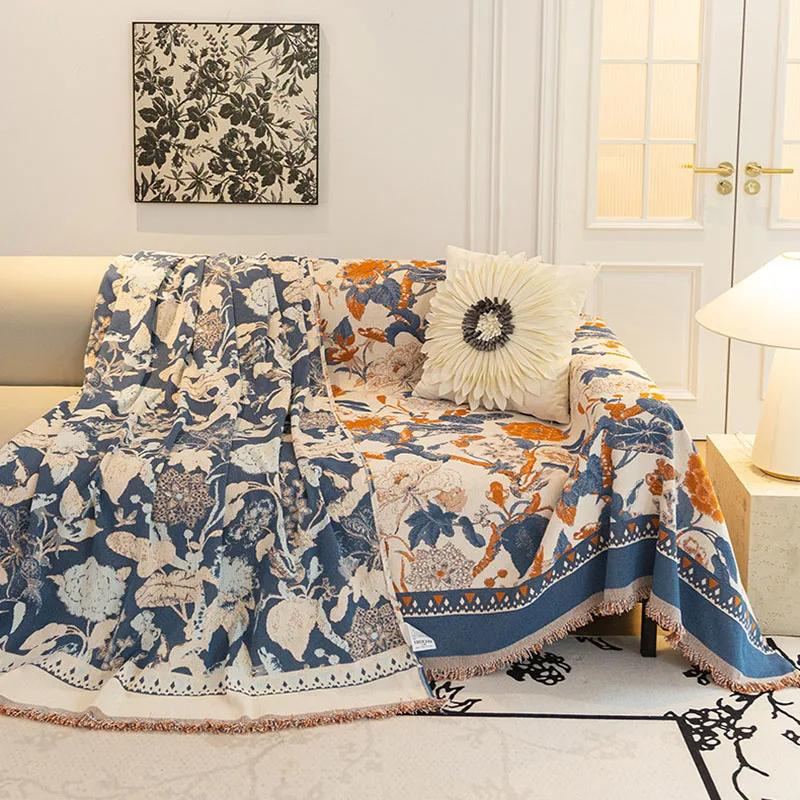 American Classical Chenille Sofa Towel All-Season Dust-Proof Couch Cloth Printed Anti Slip Home Accessories for Living Room