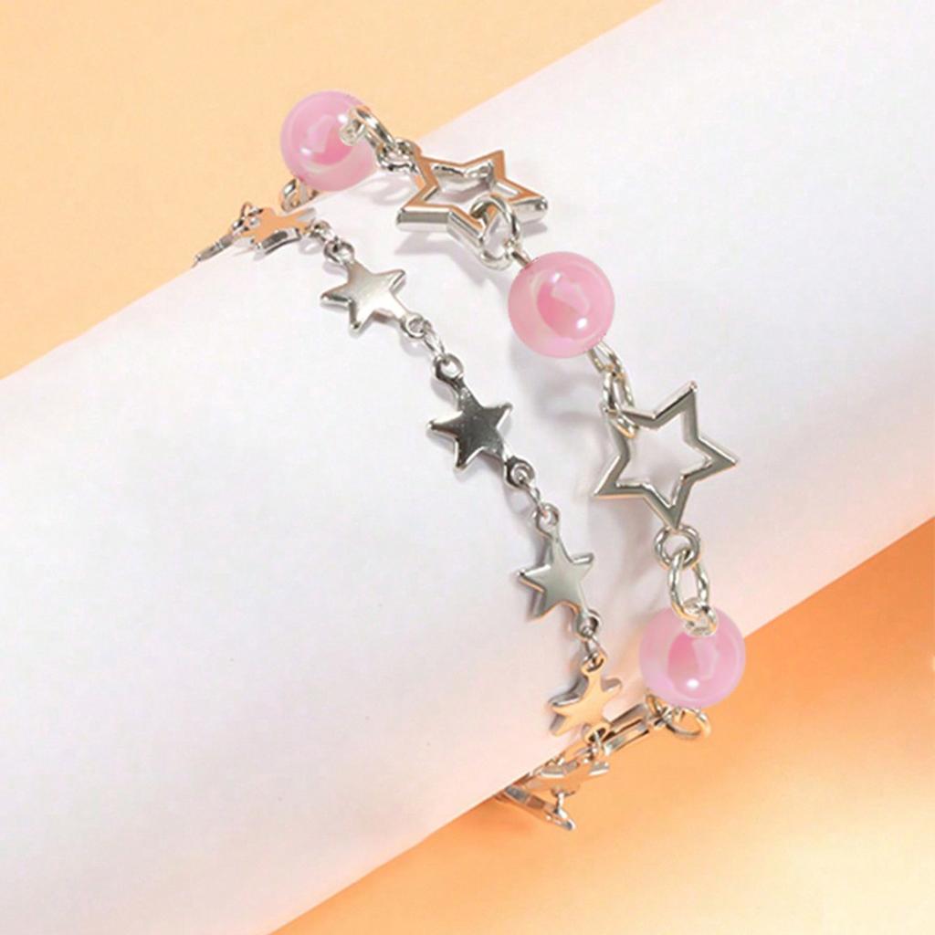 Y2K Celebrity Couple Bracelet Set, Imitation Pearl Star Friendship Bracelet, Perfect Gift for Holidays