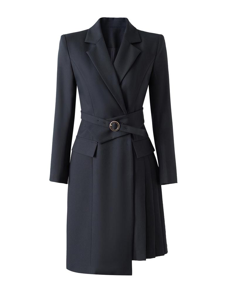 Elegant Irregular Belted Suit Dress - Women's Spring Collection