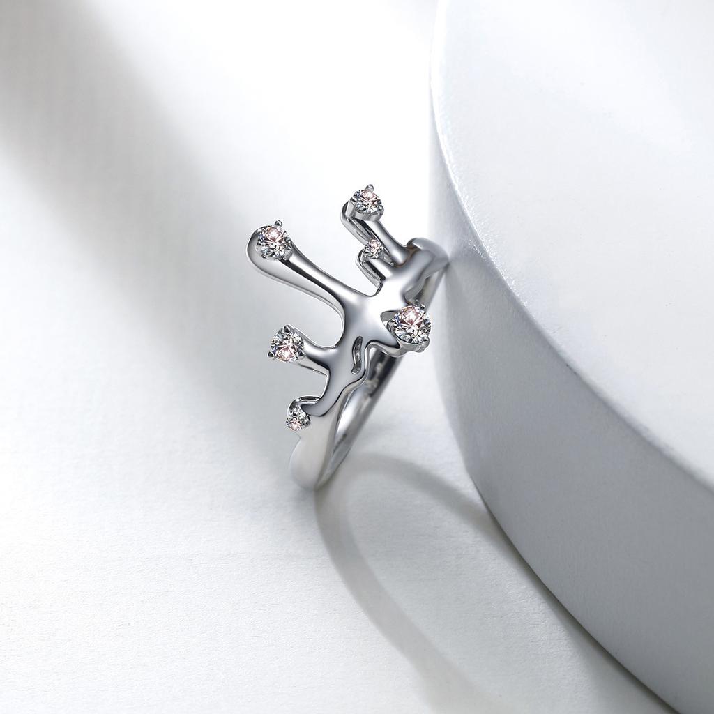 925 Sterling Modern Silver Adjustable Ring For Women With Trendy Design Geometric