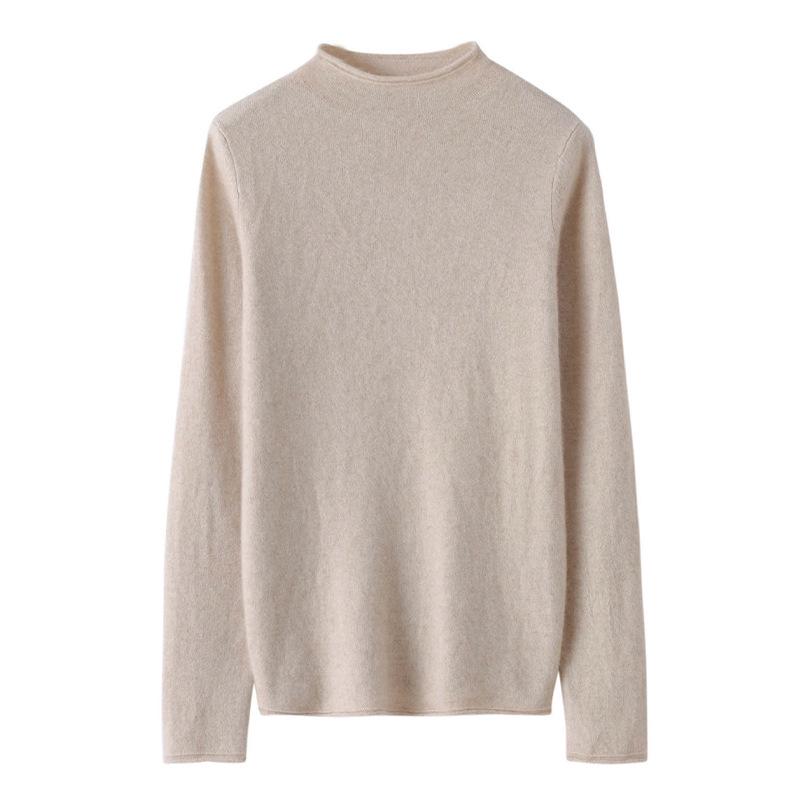 Korean Style High-Neck, Warm, Tight-Fitting Wool Sweater for Women To Pair with a Knit Cashmere Sweater.