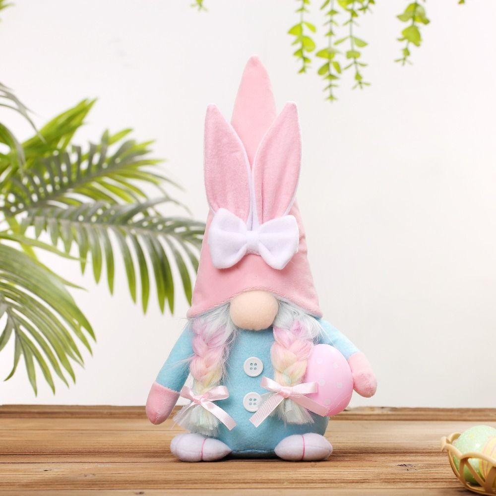 Soft Easter Rabbit Ears Faceless Doll Cute Rabbit Gnome Doll Faceless Gnome Bunny Doll  Friends