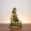 Brass Guanyin Buddha Statue Ornament Vase with Willow, Sitting On Lotus - Large and Small Copper Bodhisattva Guanshiyin Miaoshan