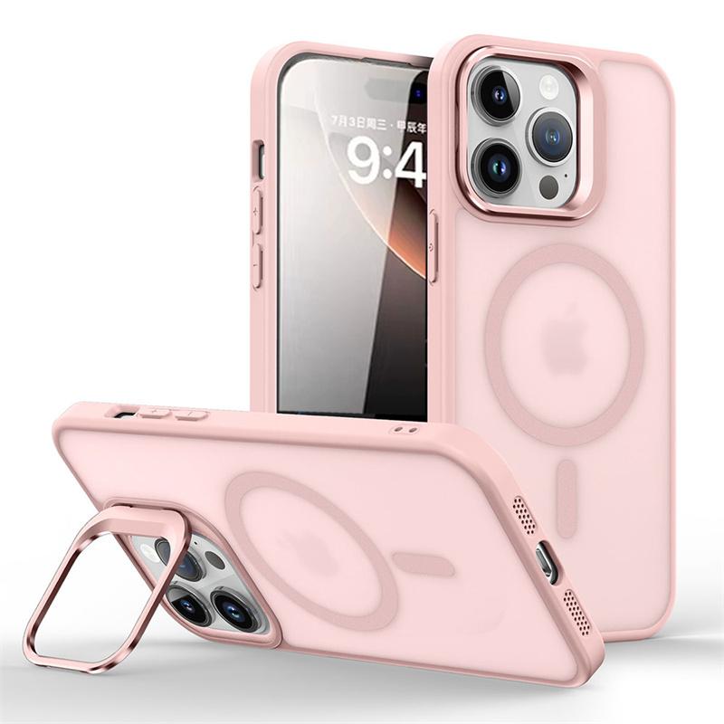 

Металлический чехол-подставка для защиты объектива для iPhone 16 15 12 13 14 11 Pro Max Plus Полупрозрачная магнитная матовая крышка для Magsafe For iPhone 16