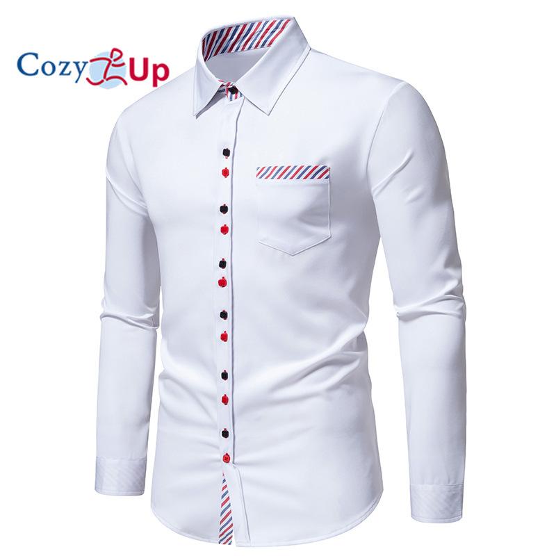 Cozy Up Men's Dress Shirts Long Sleeve Wrinkle-Resistant Casual Button Down Shirt