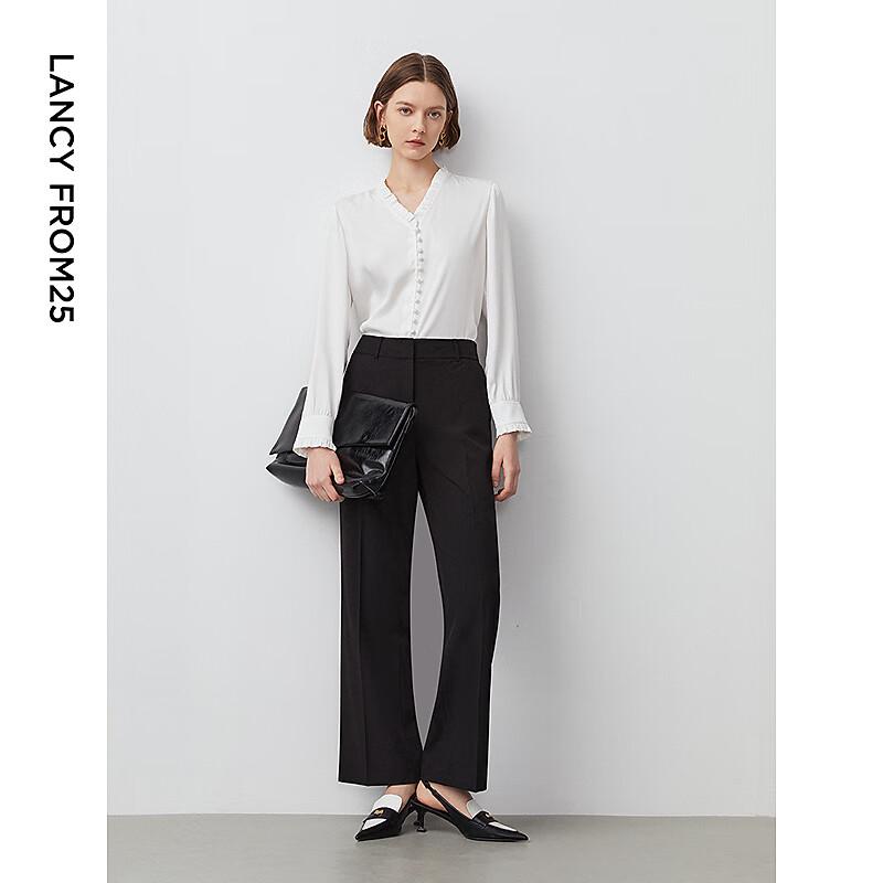 Langzi Black High-Waist Wide-Leg Flowy Pants