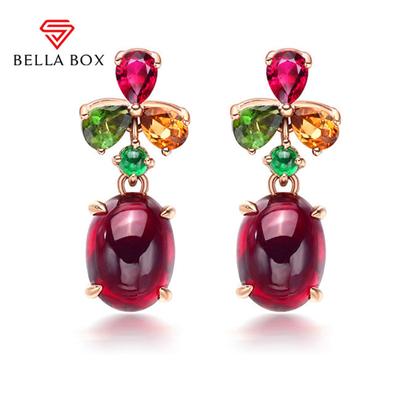 Neue europäische und amerikanische Temperamentsimulation Roter Turmalin Granat Rot Farbe Schatz Ohrringe Ohrringe Weibliches Muttertagsgeschenk