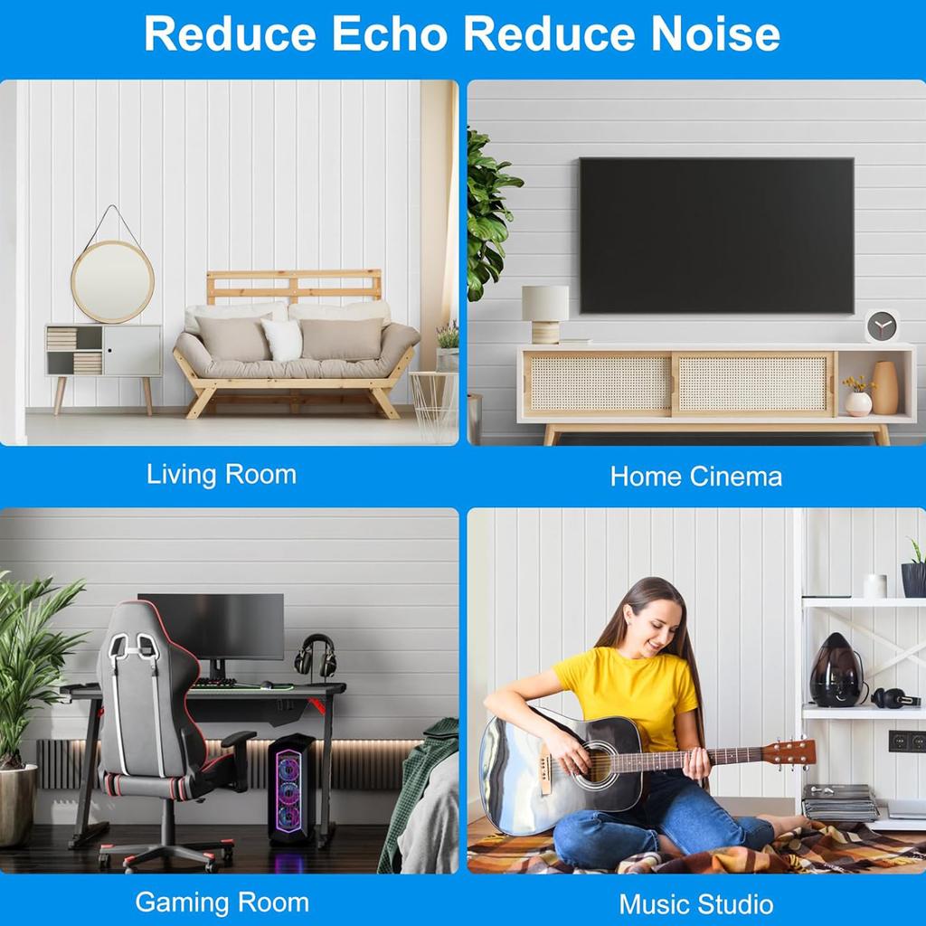 Pack of 12 Soundproof Foam Panels Wall Self Adhesive Acoustic Tiles Polyester Texture Perfect for Studios and Home Wall