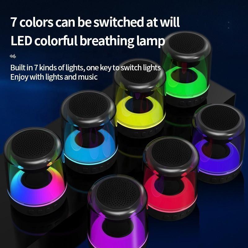 Small Speaker Heavy Bass Seven Color High Fidelity Surround Sound Bluetooth Speaker Car Mounted Desktop Computer Gaming Atmosphere Light