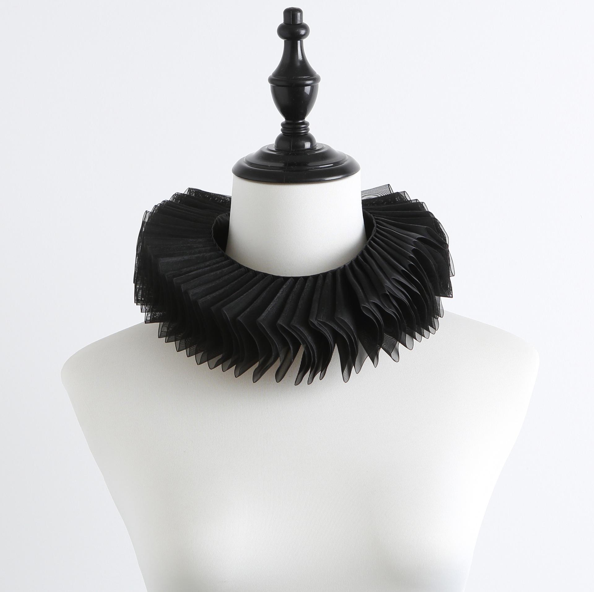 Cross-border, purely handmade collar court ruff collar literary and retro fake collar stage performance suit cos shooting props чёрный