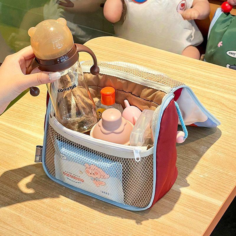 Cute Colorblock Travel Makeup Bag Large Capacity Straight Storage Box for Girls Gift