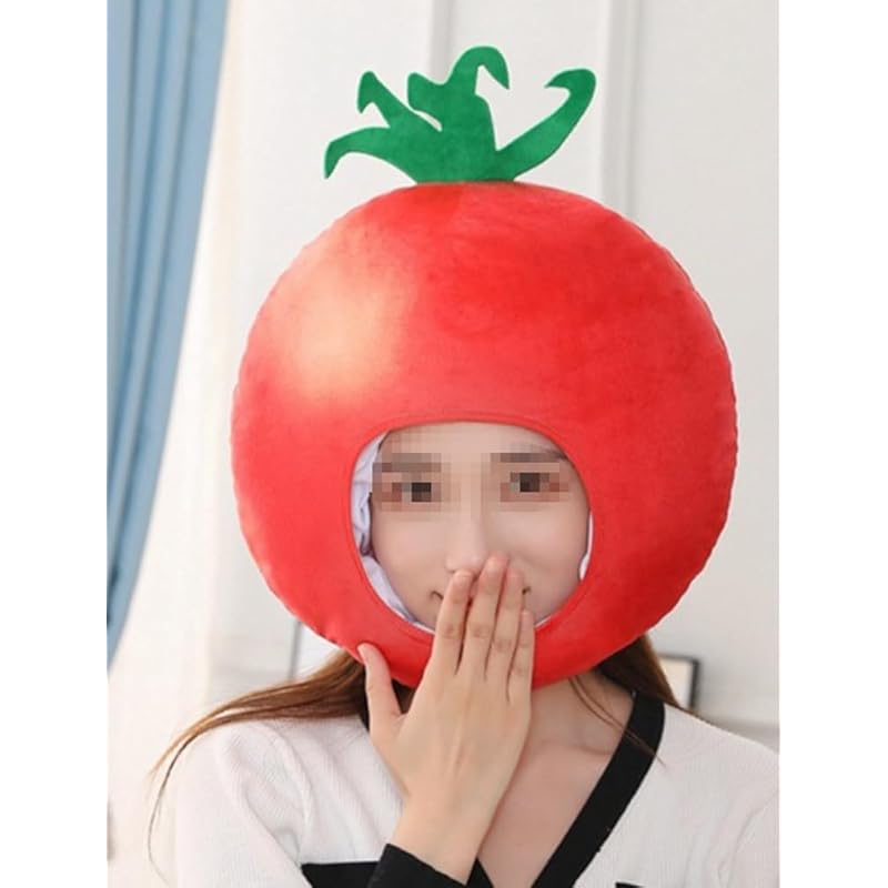 

[DOKiDOKi] tomato hat Cosplay [cute] transformation head headgear Kigurumi Headgear Fluffy cute cute halloween vegetables Greengrocer tomato
