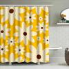 Modern Floral Shower Curtain Set Yellow White Water Repellent Fabric For Home Bath Decorations