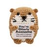 Creative Funny Handmade Crochet Emotional Support Dolls with Positive Energy Card Desktop Ornament Home Decor for Friend Gifts