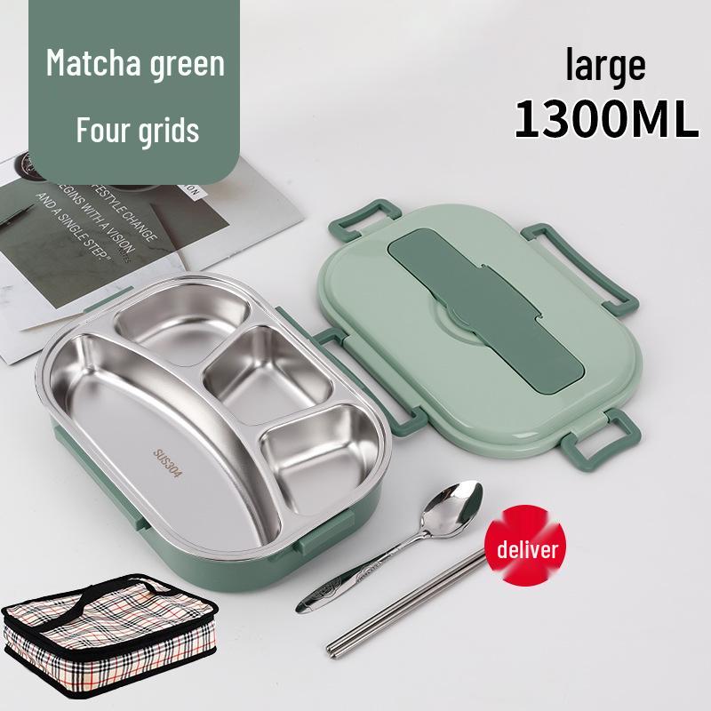 Fiambrera Bento Portátil de Acero Inoxidable 304 con Separadores – Gran Capacidad, Diseño de Hebilla Cuadrada, Estilo Nórdico para Estudiantes