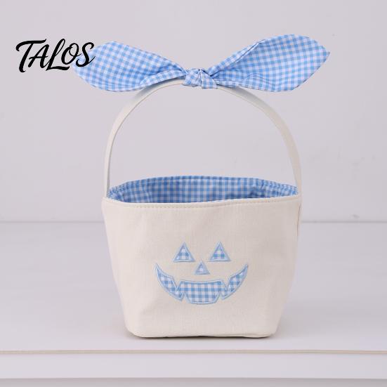 Dekorative Aufbewahrungskörbe für Zuhause Halloween Kürbis Süßigkeitenkorb, Großer Trick or Treat Eimer mit Schleife Kapazität Snacks Griff, DIY Kinder Tragetasche