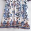 Bohemian Loose Dress with Bamboo Knot Linen Print and Tassels - 2026 Spring Collection