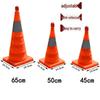 Retractable Reflective Road Cone with LED Light - Foldable & Portable Car Warning Sign