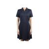 Polo Neck Solid Short Sleeve Dress Women Dresses Navy-Blue GWSD11688-6855